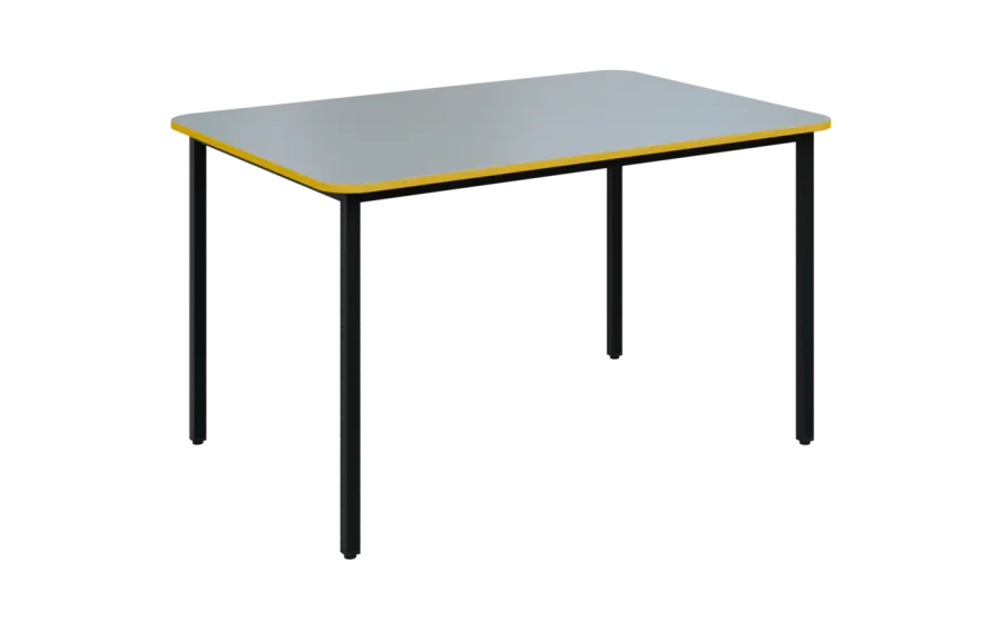 JSBR 130N Jídelní stůl 1300 x 900 mm, deska šedá s hranou žlutá odio / podnož černá